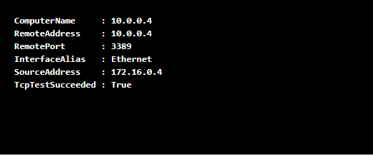 PowerShell window with Test-NetConnection succeeded.