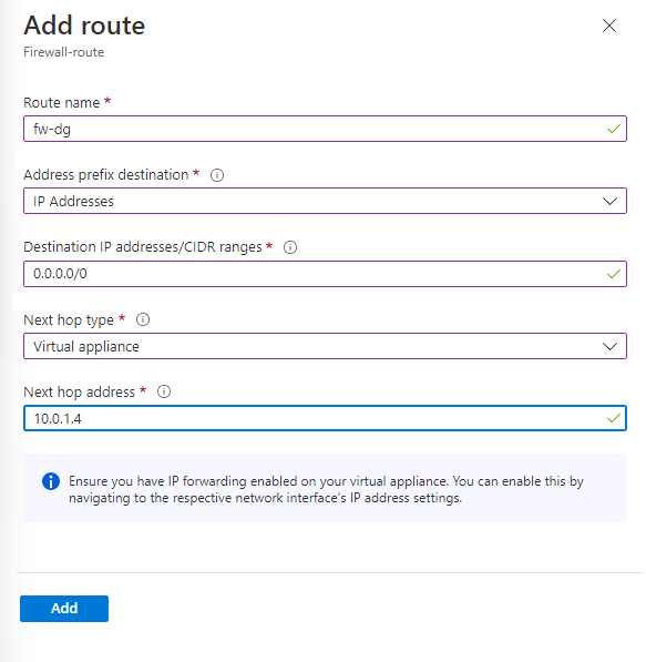 Add firewall route