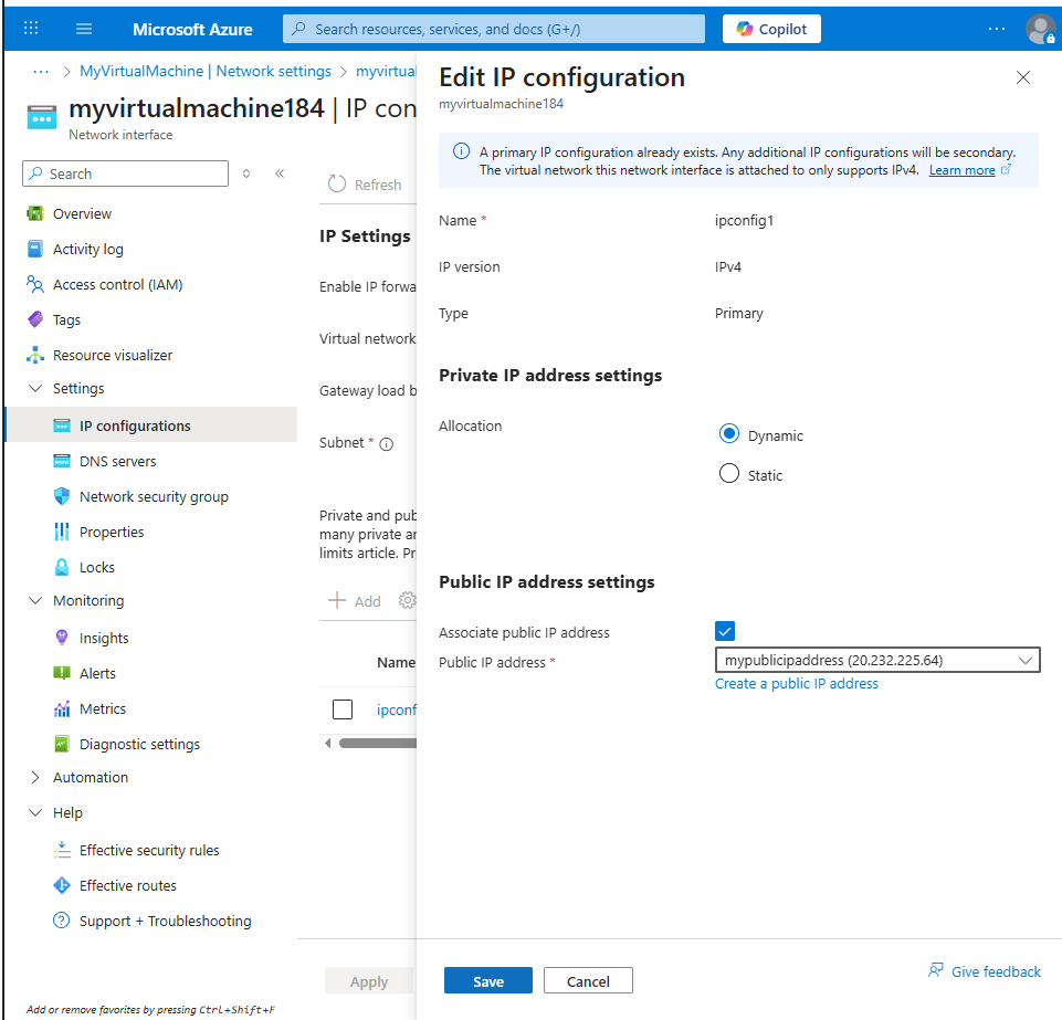 Change public IP address for DDoS VM