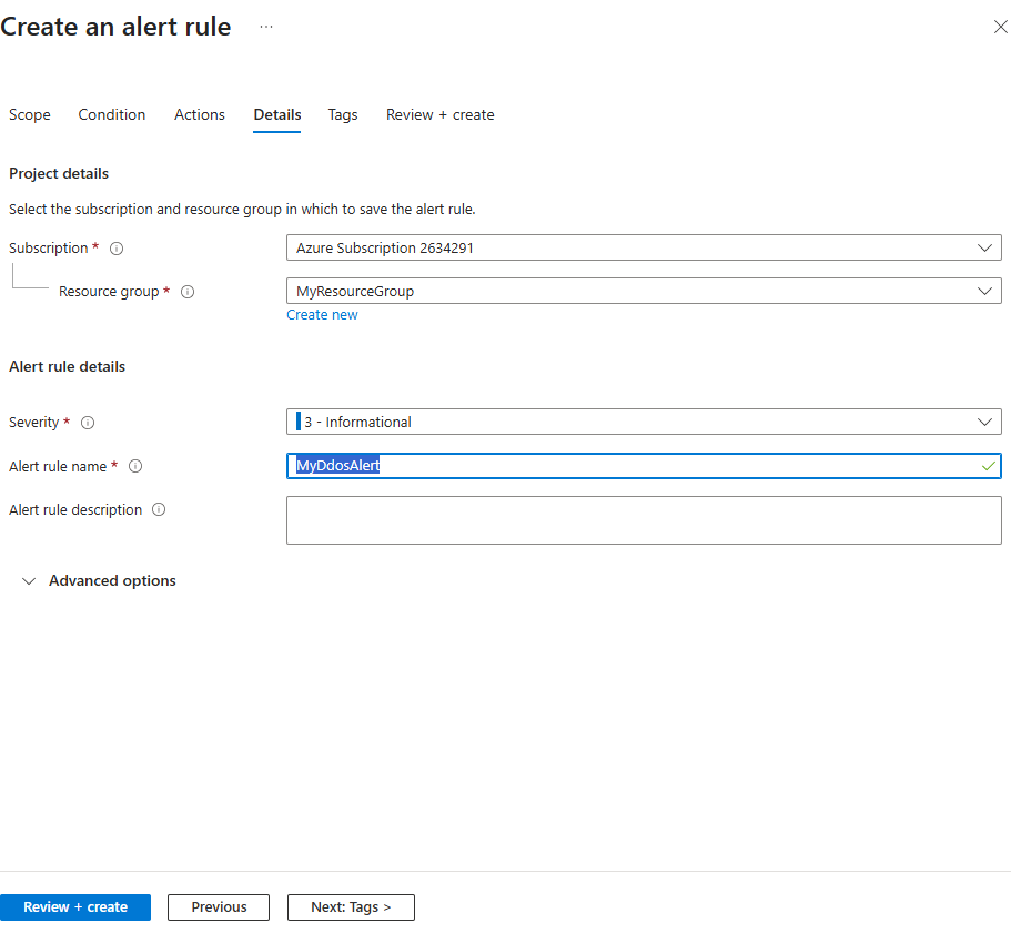 End point of create new alert rule