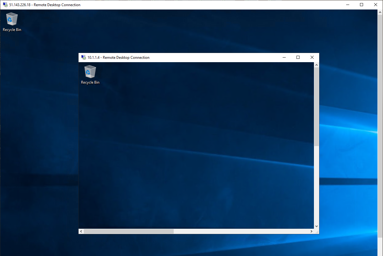 RDP session from srv-workload-01 to another RDP session on srv-workload-02